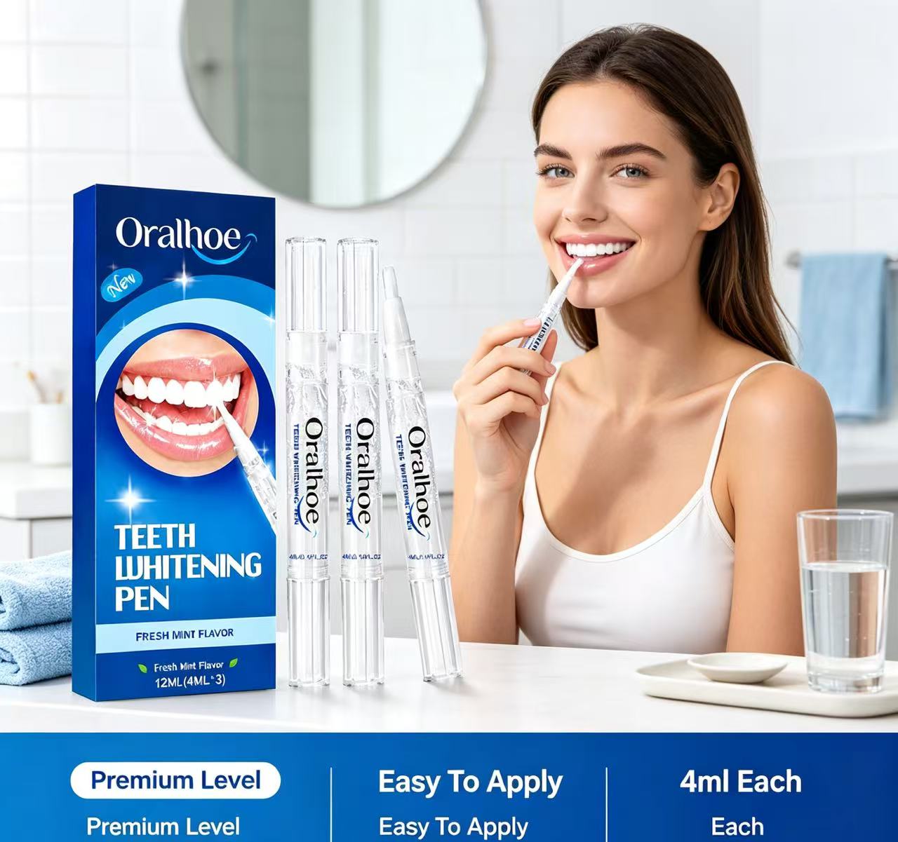Teeth Whitening Pens - Oralhoe – zestaw 3 sztuk długopisów